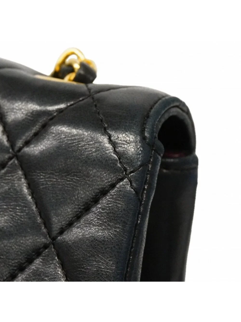 Chanel Shoulder Bag Quilted Lambskin Black Gold